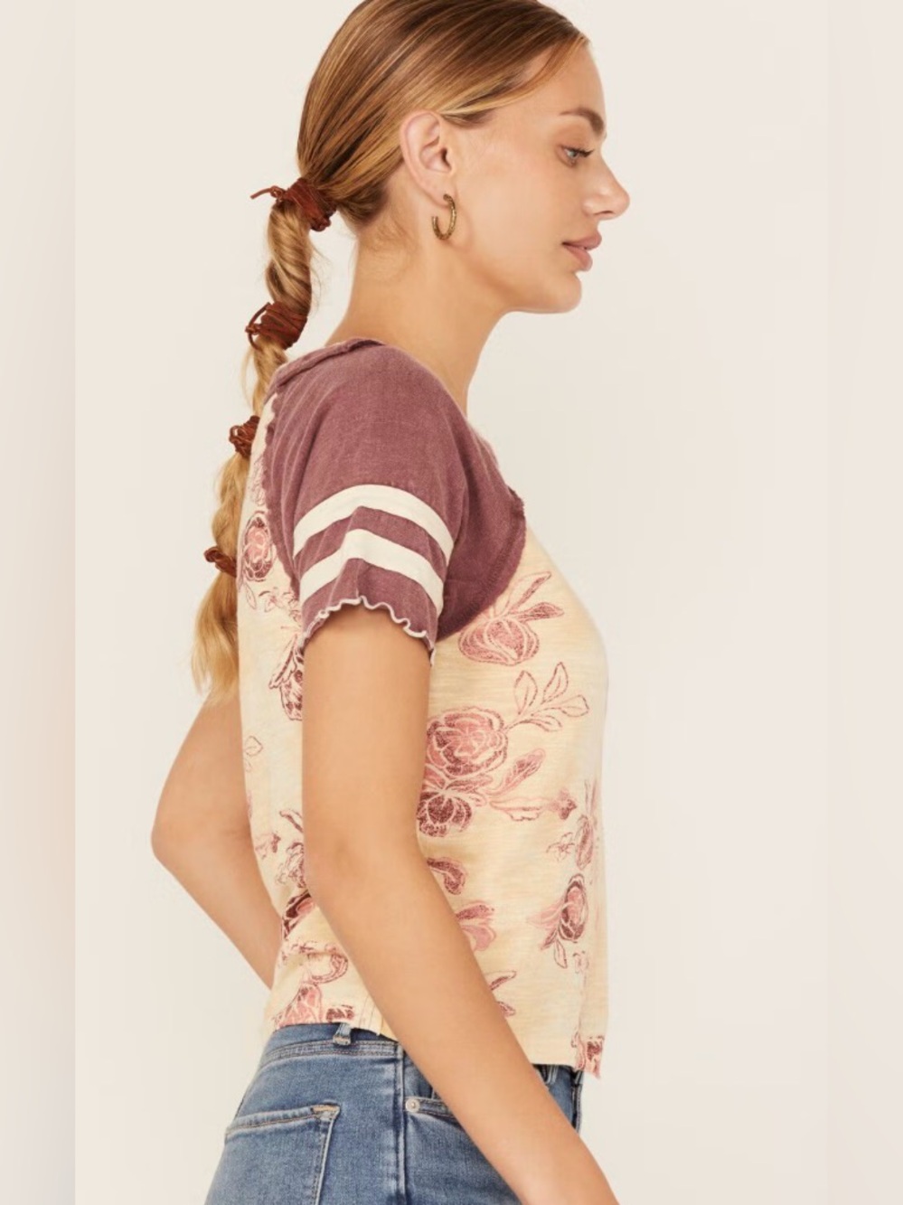 FREE PEOPLE WOMEN'S WISH YOU WERE HERE FLORAL PRINT SHORT SLEEVE TEE - Picture 2 of 5